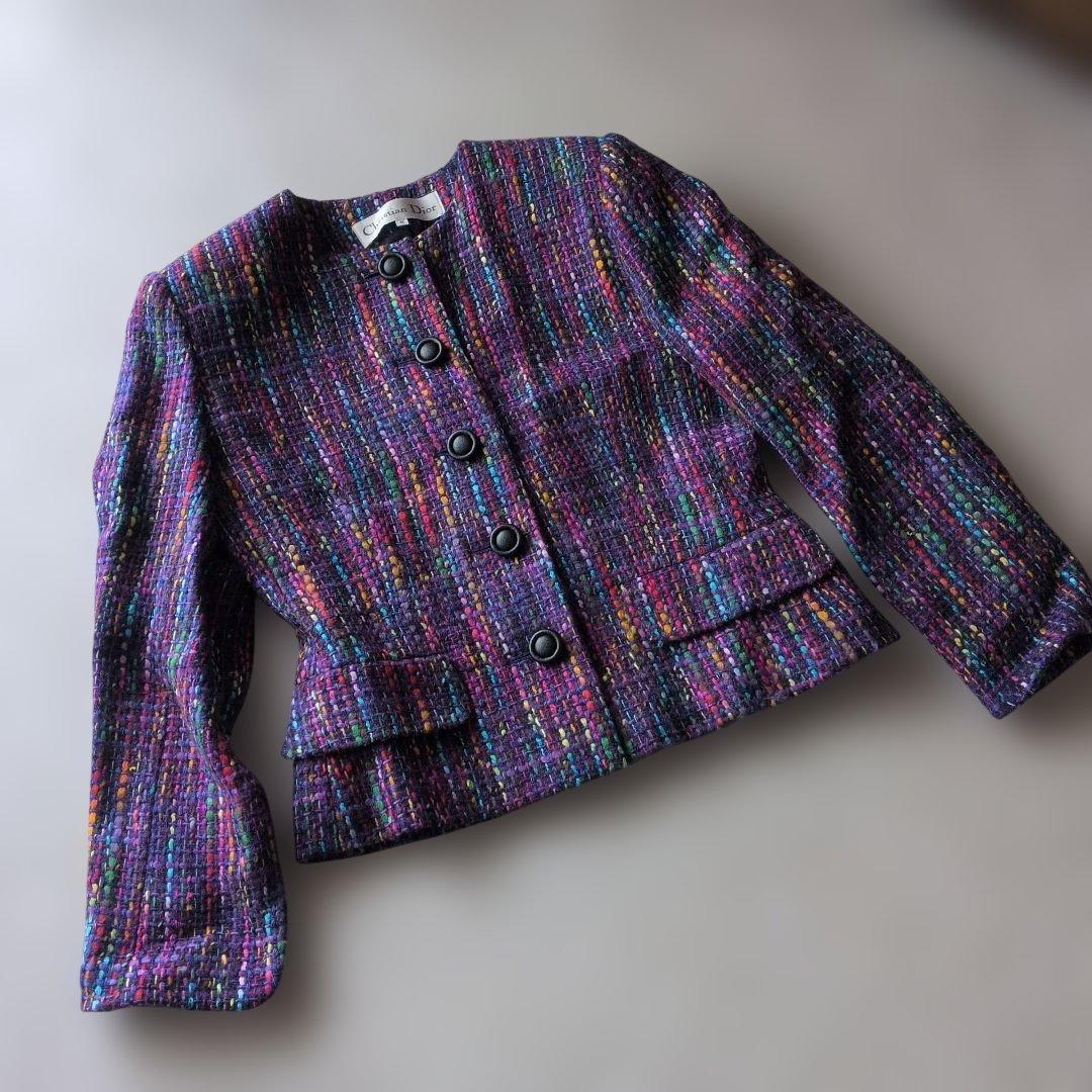 Christian Dior ツイードジャケット Mサイズ　パープル系