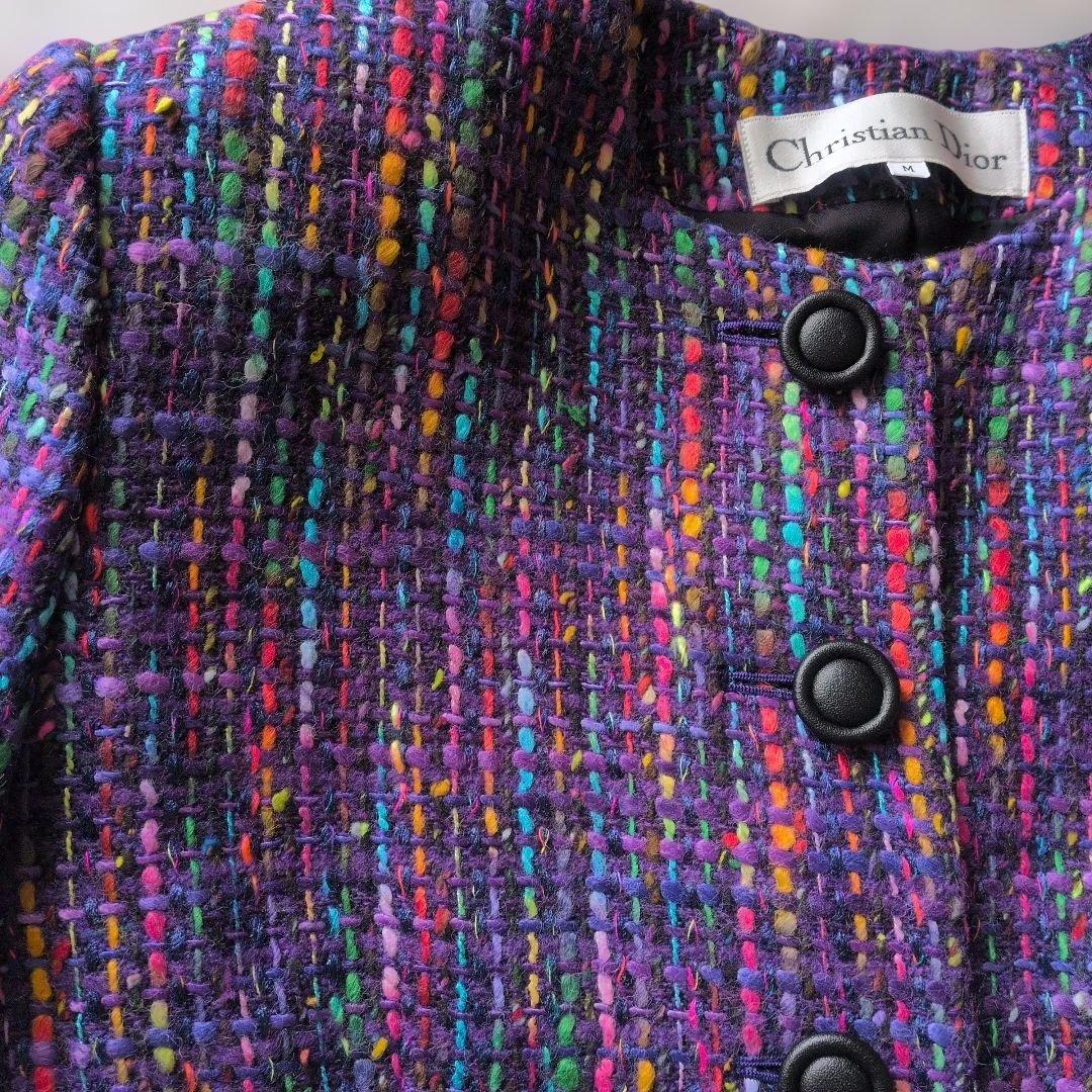 Christian Dior ツイードジャケット Mサイズ　パープル系