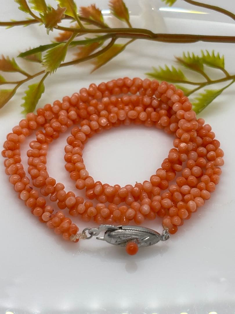 天然桃サンゴ　本珊瑚　ペンダントトップ　ネックレス（s800)