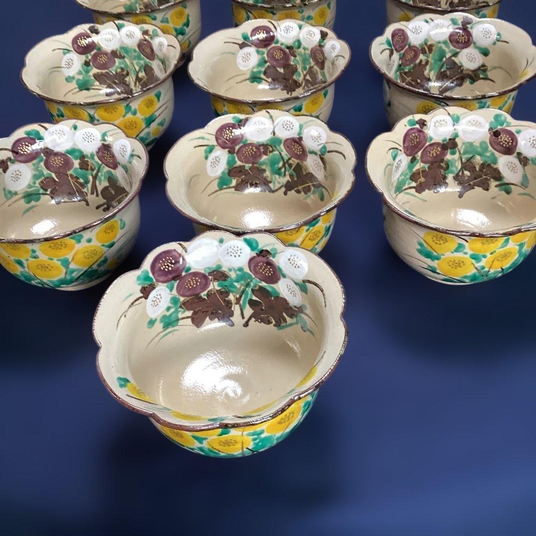 京焼乾山写菊絵向付10客　　新品未使用　法事の器