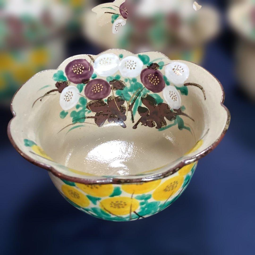 京焼乾山写菊絵向付10客　　新品未使用　法事の器