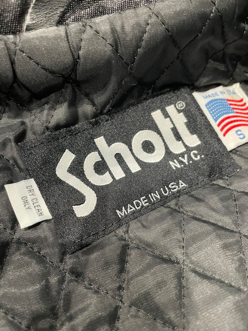 schott！！美品シングルライダース　ナイロンジャケット！メンズS ブラック