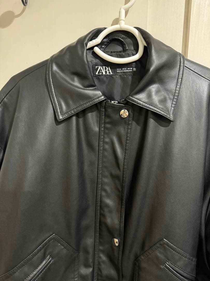 ZARA 黒 ボンバーレザージャケット Mサイズ