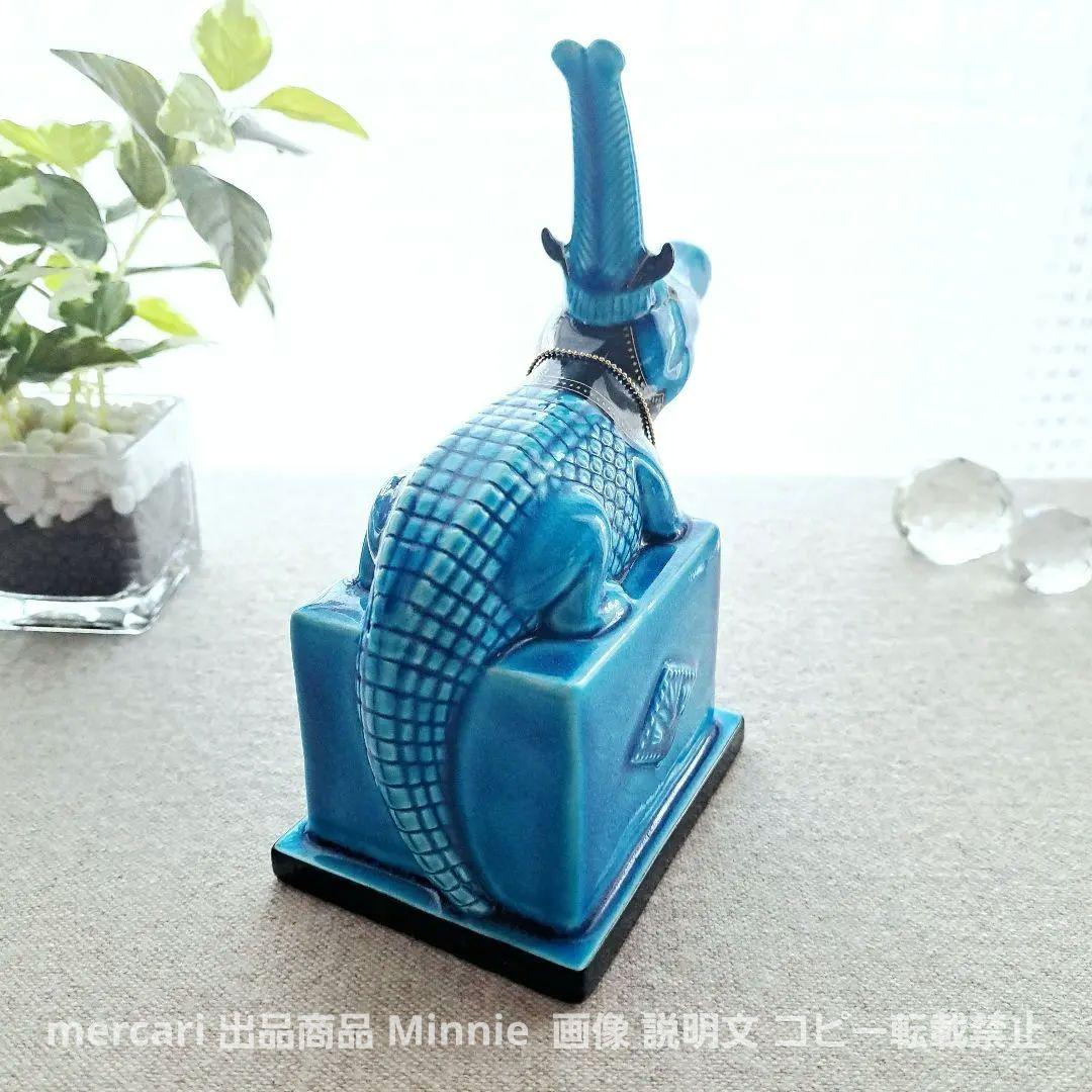 美濃焼★幸兵衛窯★エジプトの神々シリーズ『九栄神』青釉オーナメント「セベク」美品