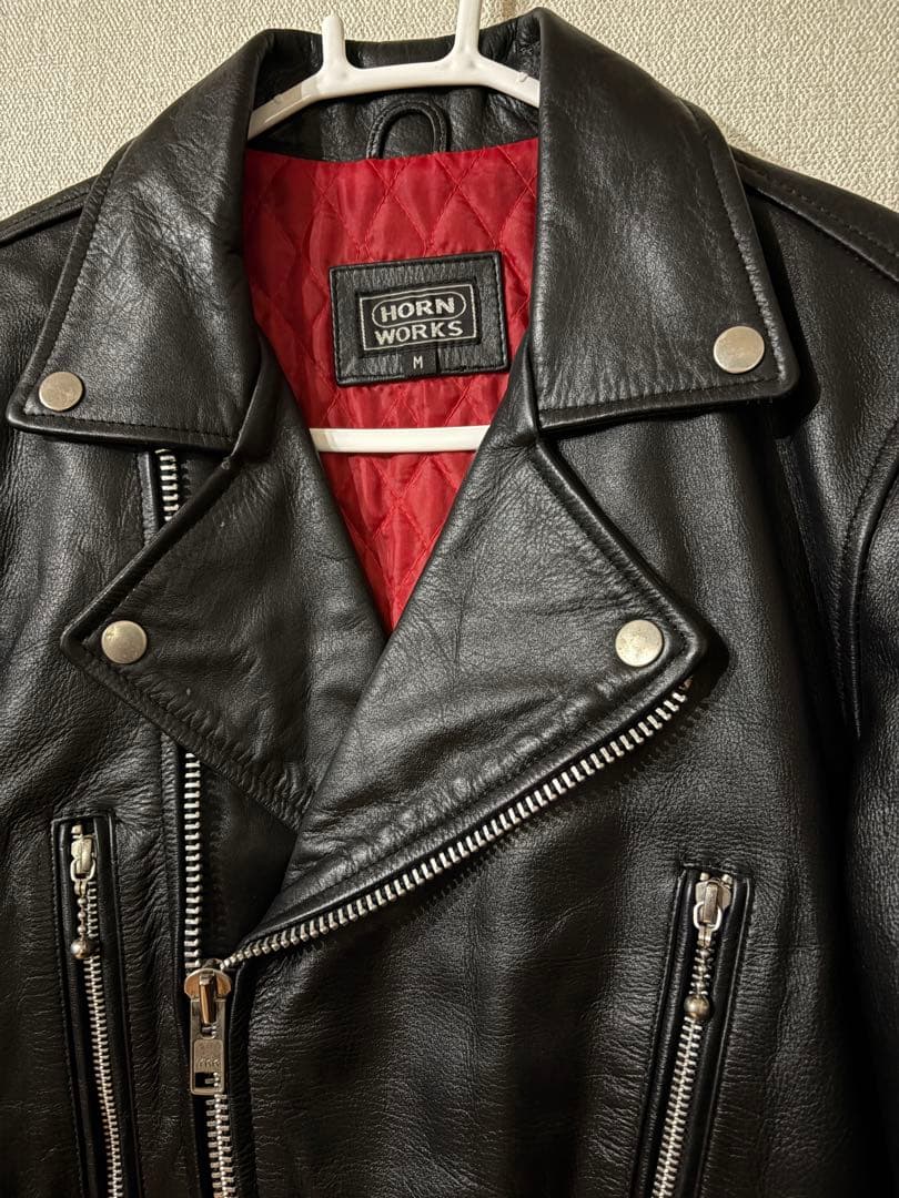 HORN WORKS ブラックレザー ダブルライダース M