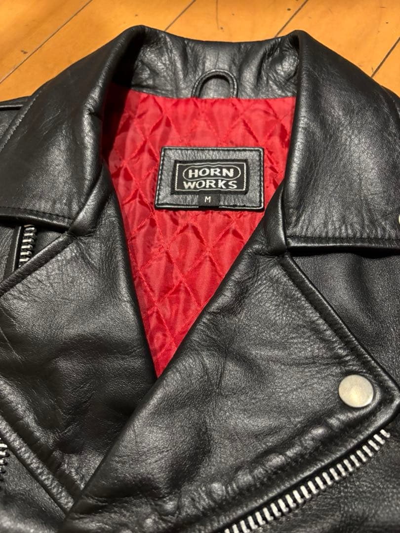 HORN WORKS ブラックレザー ダブルライダース M