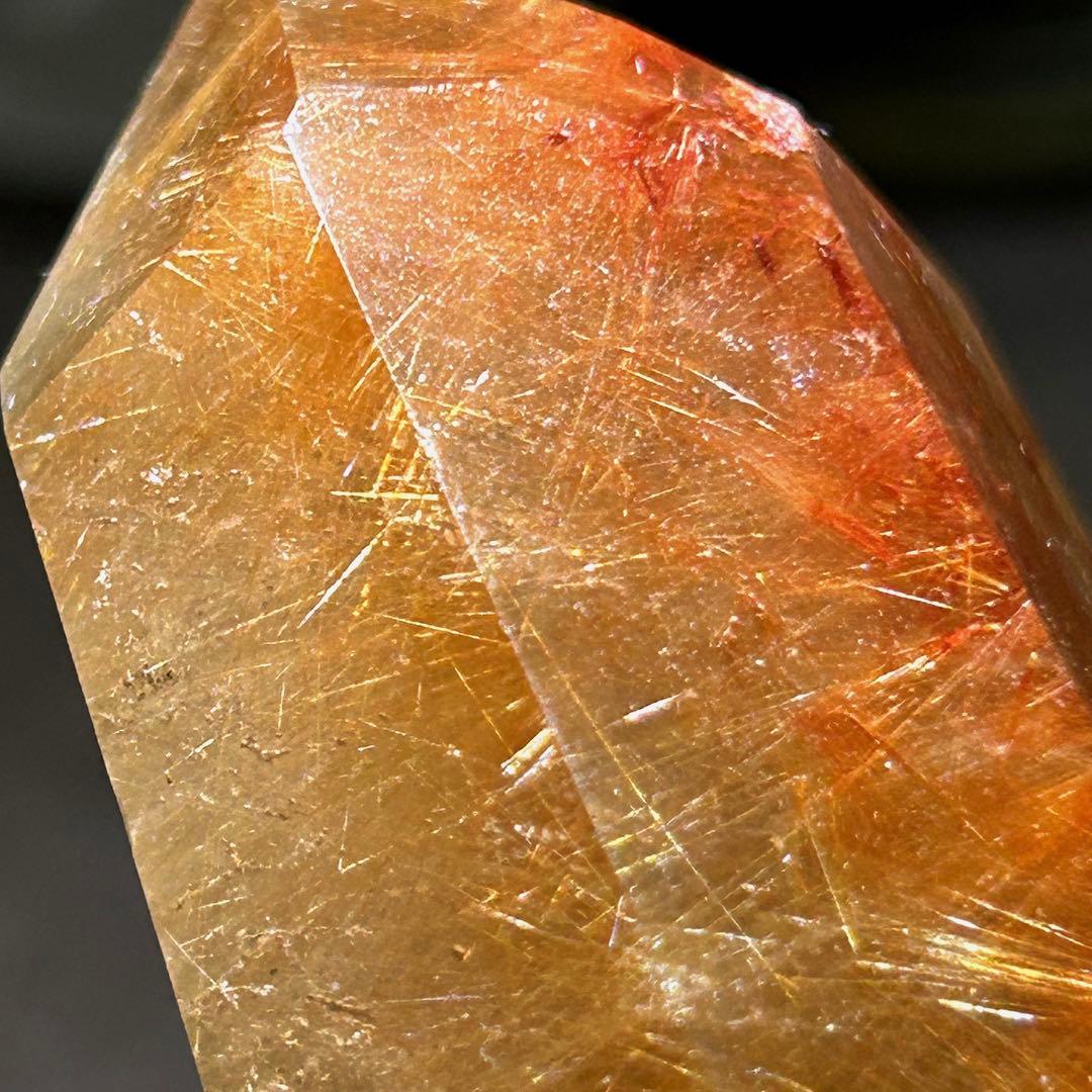 ☆最高品質！帝王秘宝！超希少！オレンジ　ゴールド　ルチル　原石　六角柱