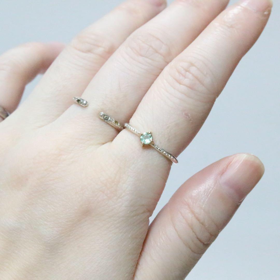 強蛍光！希少なバナジウムクリソベリル！K10枠と小ワッカのシルバーリング約10号