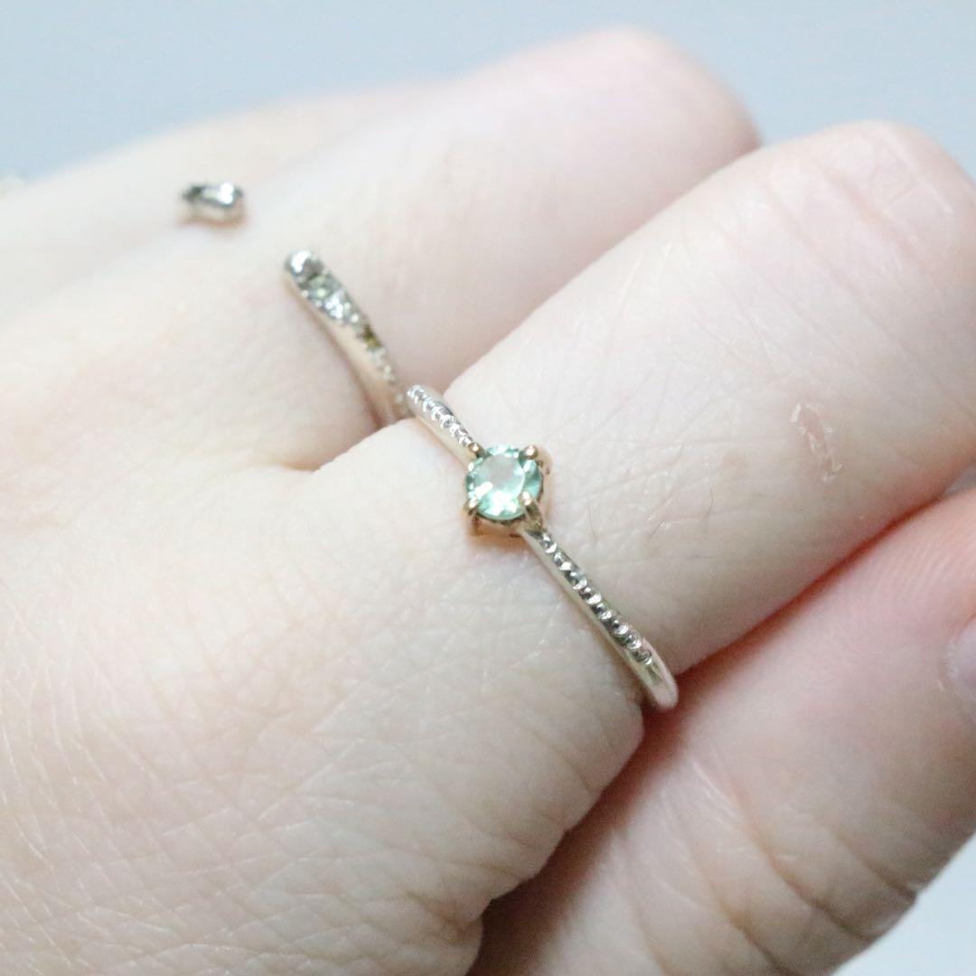 強蛍光！希少なバナジウムクリソベリル！K10枠と小ワッカのシルバーリング約10号