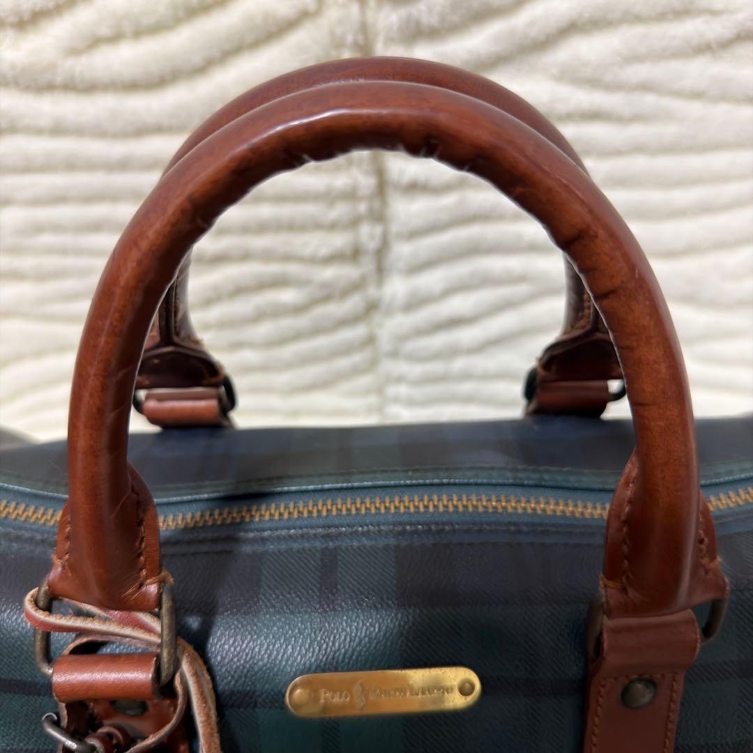 ✨️美品✨️ポロラルフローレン ミニボストン PVCレザー タータンチェックグリーン