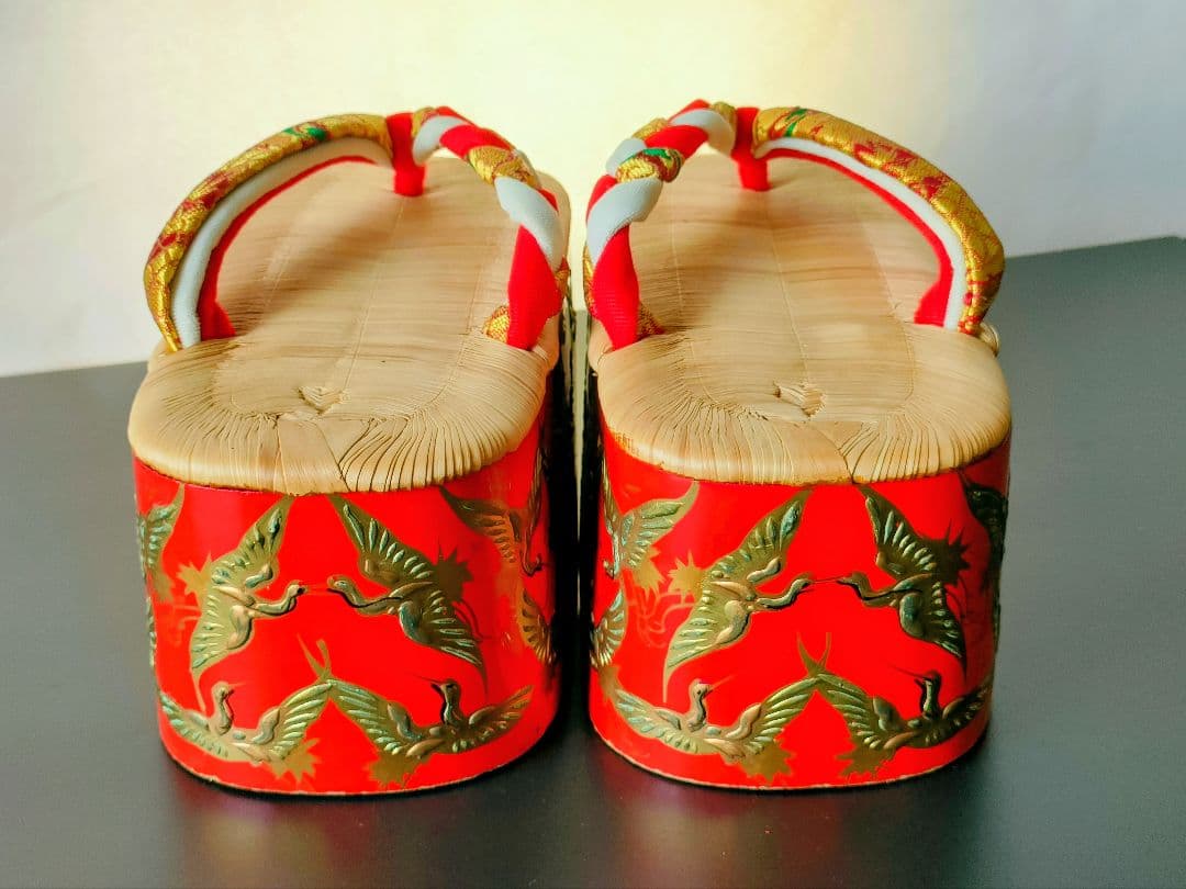 七五三　ぽっくり　朱塗り千羽鶴