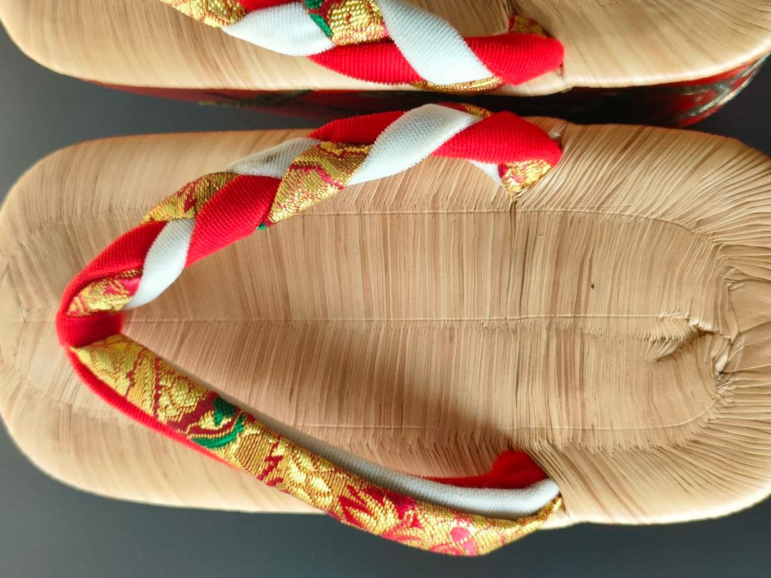 七五三　ぽっくり　朱塗り千羽鶴