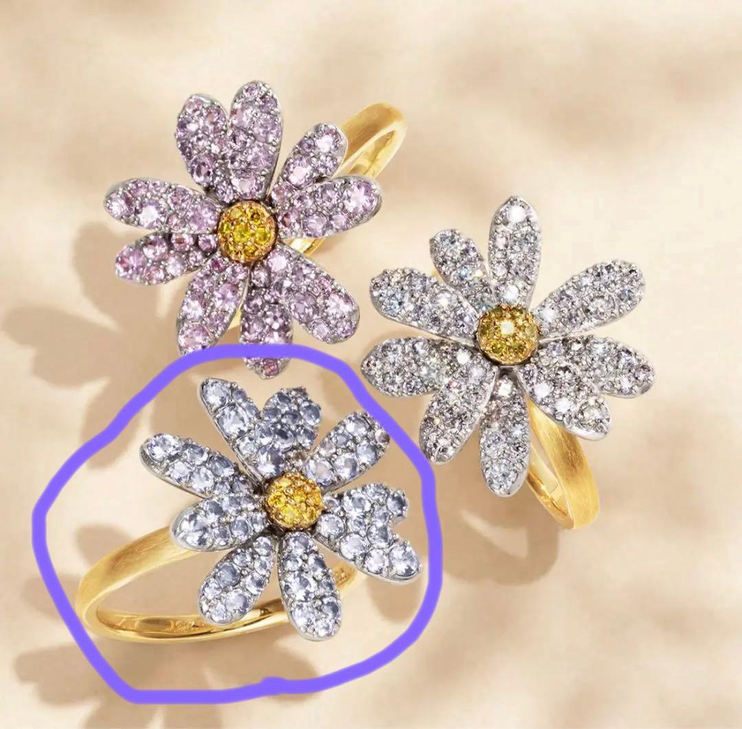 ビズー　タンザナイト K18×PT リング・フルール bizoux リング