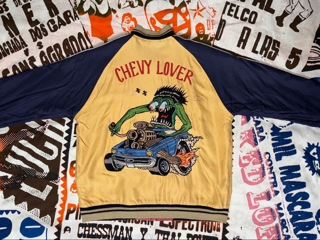 ★テーラー東洋 虎顔×CHEVY LOVER リバーシブルスカジャンL