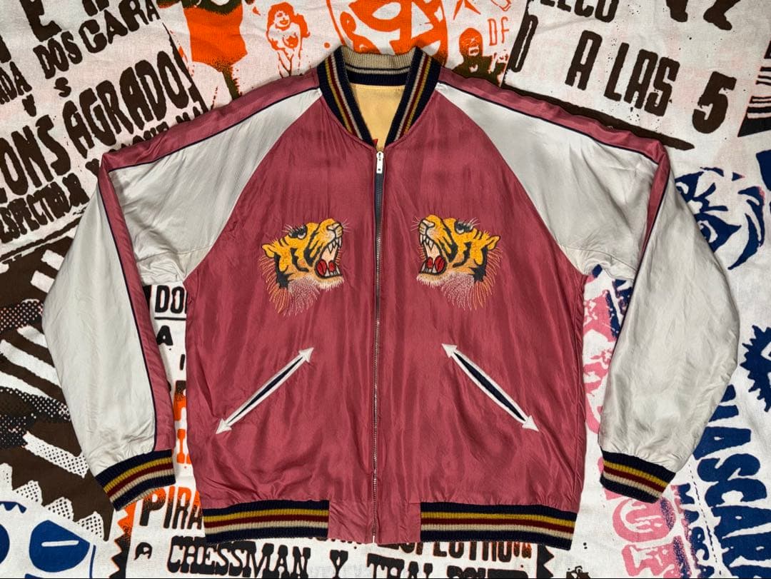 ★テーラー東洋 虎顔×CHEVY LOVER リバーシブルスカジャンL