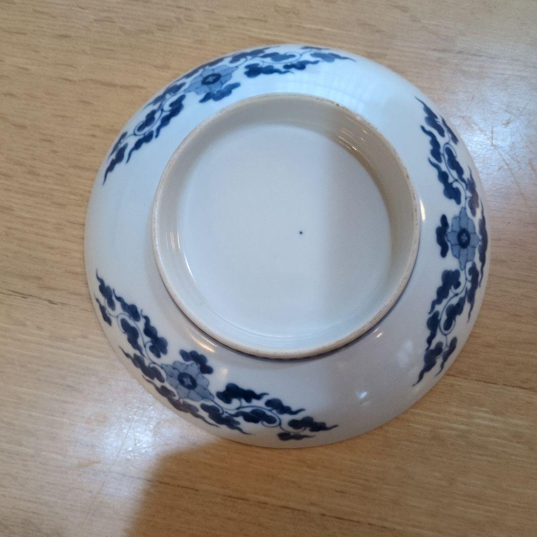 藍鍋島　水車文　金継ぎあり