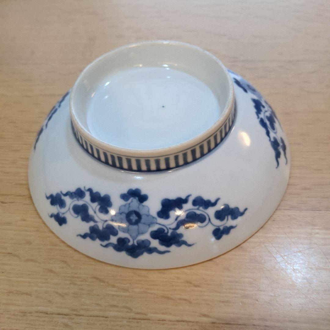 藍鍋島　水車文　金継ぎあり