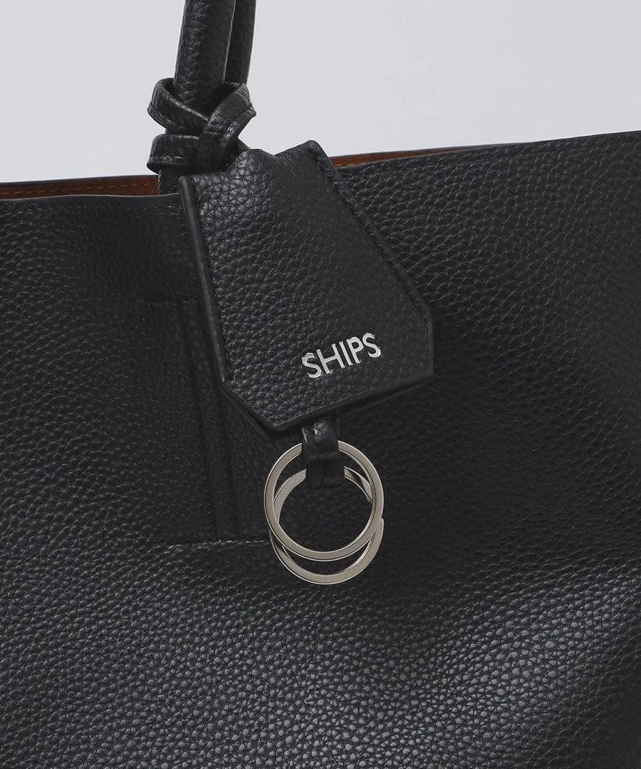 SHIPS トートバッグ 合成皮革 クラッチバッグ付 黒 ブラック 新品未使用