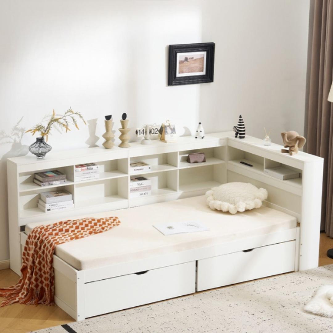 システムベッド 頑丈 天然木 収納 シングル ラック 引き出し付 １人暮らし