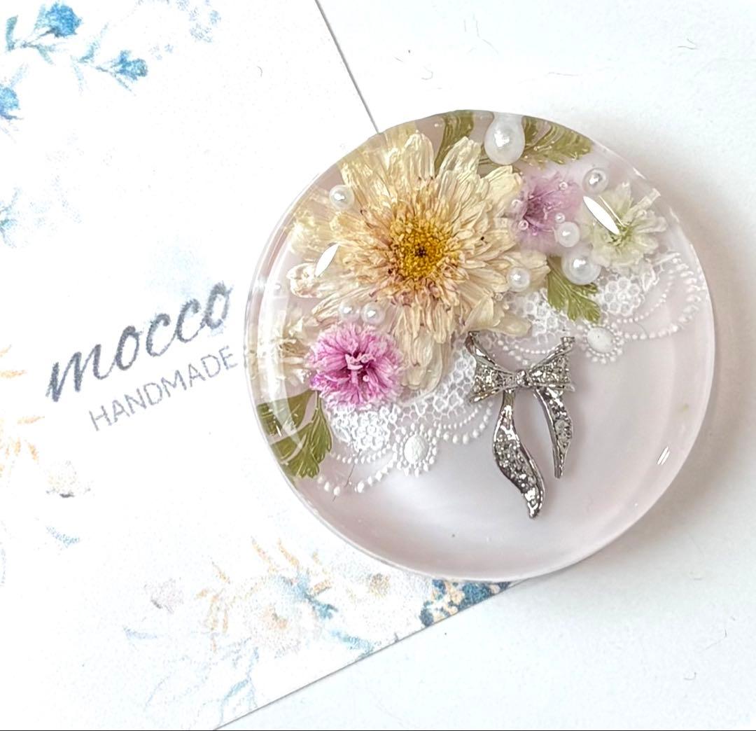 レジンヘアゴム ポニーフック　ドライフラワーNo.329 大きめ