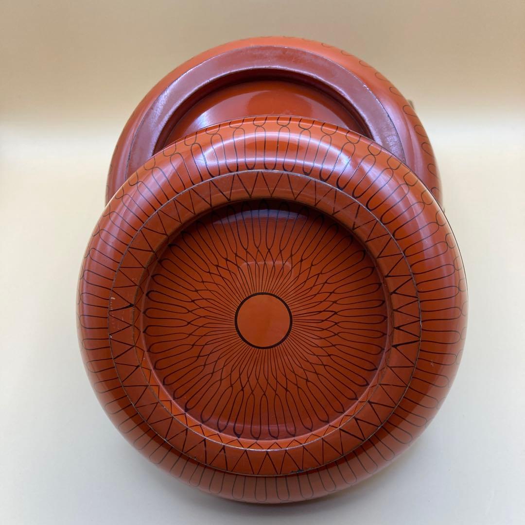 輪島塗　網目　蓋つき煮物椀　手描き　5客