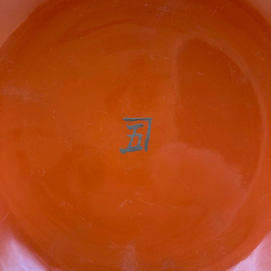 輪島塗　網目　蓋つき煮物椀　手描き　5客