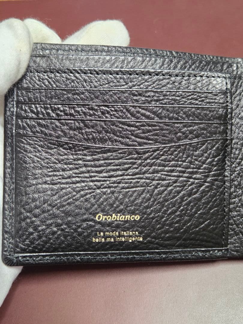 Orobianco ブラック レザー 二つ折り財布