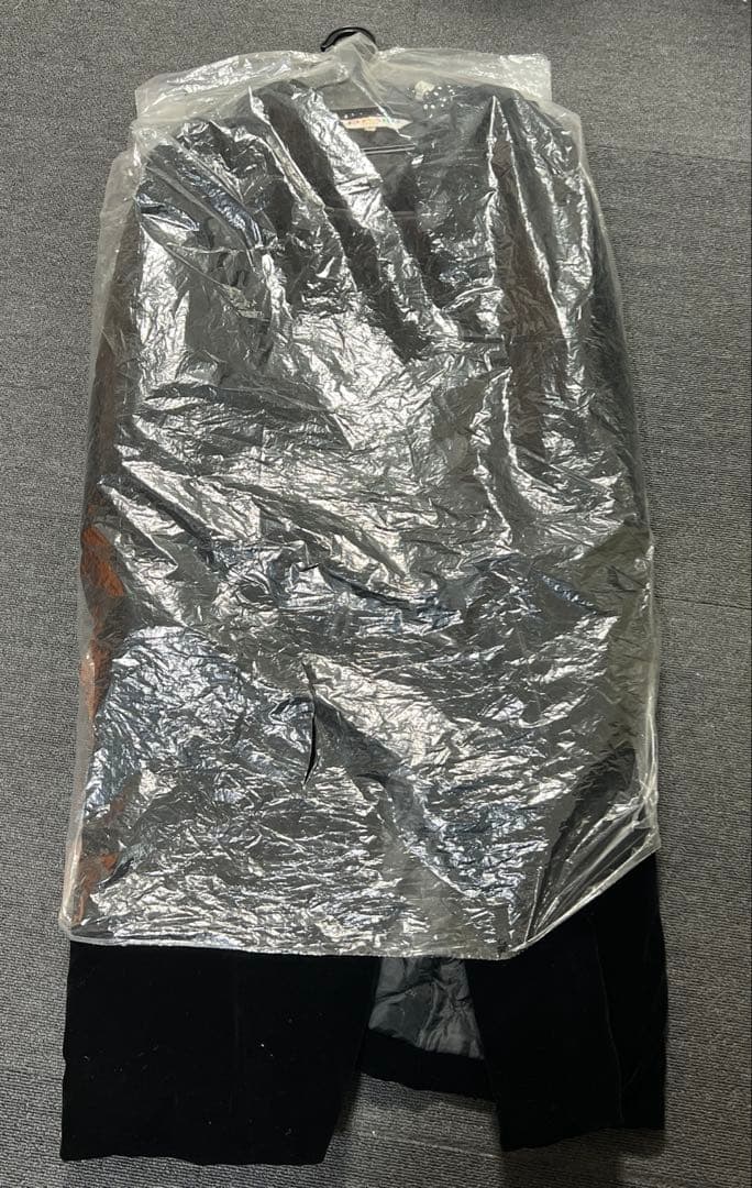 レオナール LEONARD ロングダッフルコート　黒　ベロア系　美品　フリー