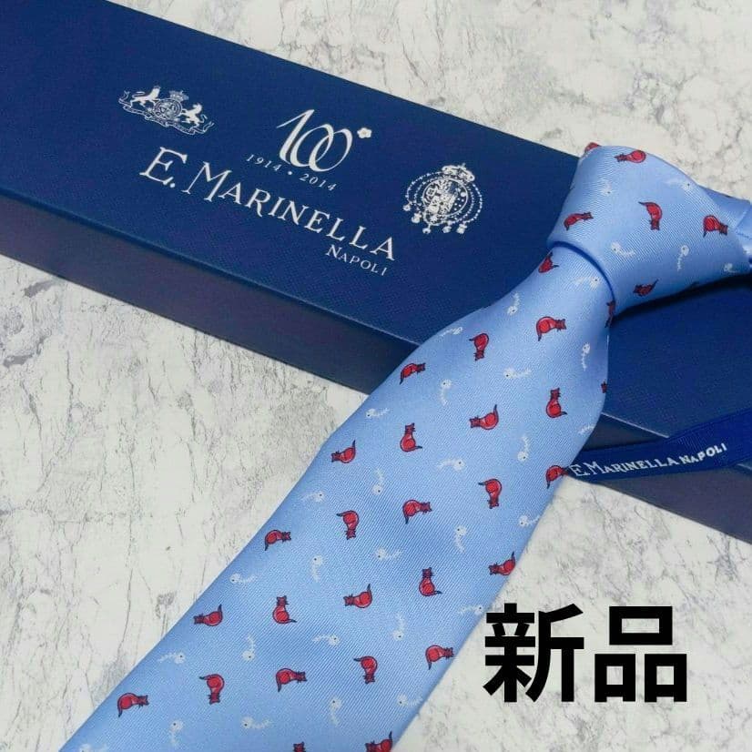 お*む様 【新品未使用】マリネッラ ネクタイ 猫 高級　上質　シルク　100周年