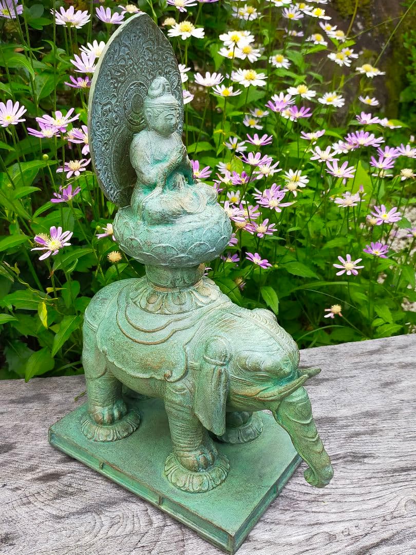 ♥☆彡　銅製　普賢菩薩像　仏像　5,4kg　骨董　観音様　観音像　仏壇　仏具