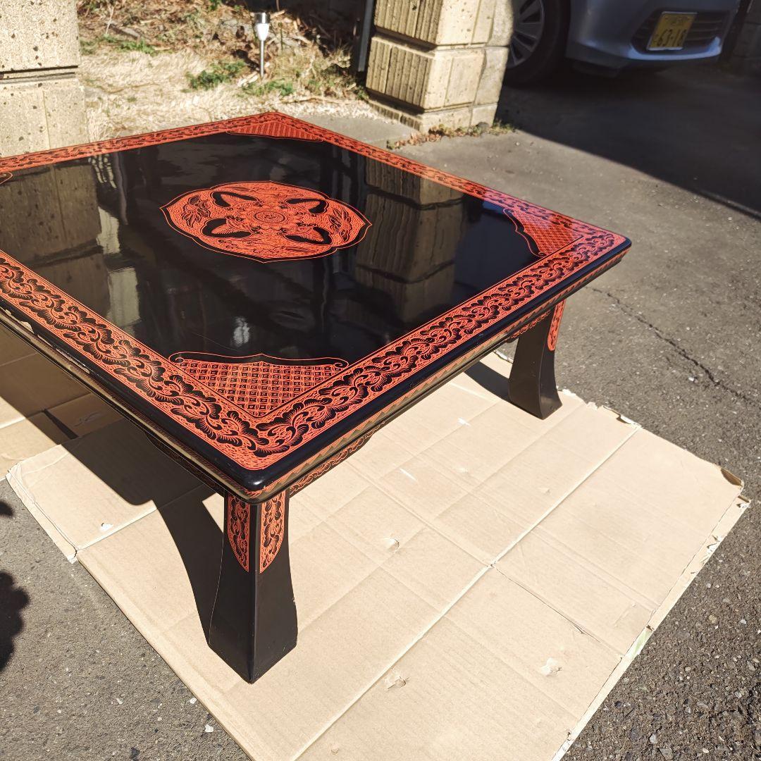 昭和レトロ　大正ロマン　漆塗り　小型高級ちゃぶ台 古家具　当時物　送料込