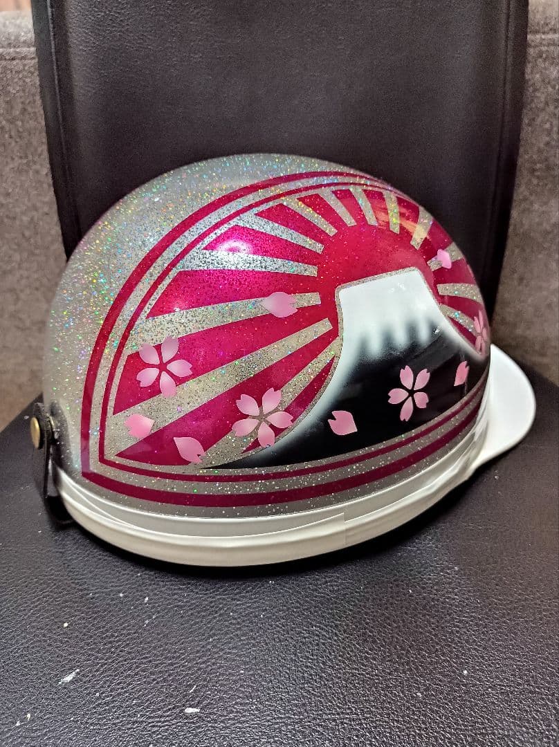 カスタムコルク半　大粒小粒MIX倍増七色ラメ✘Candyピンク富士日章　桜花