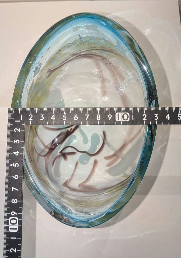 『中尾羊古』ガラス水指　茶道具　共箱　金ギヤマン義山　アトリエ羊古　吹きガラス