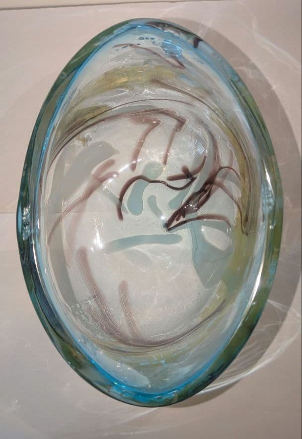 『中尾羊古』ガラス水指　茶道具　共箱　金ギヤマン義山　アトリエ羊古　吹きガラス