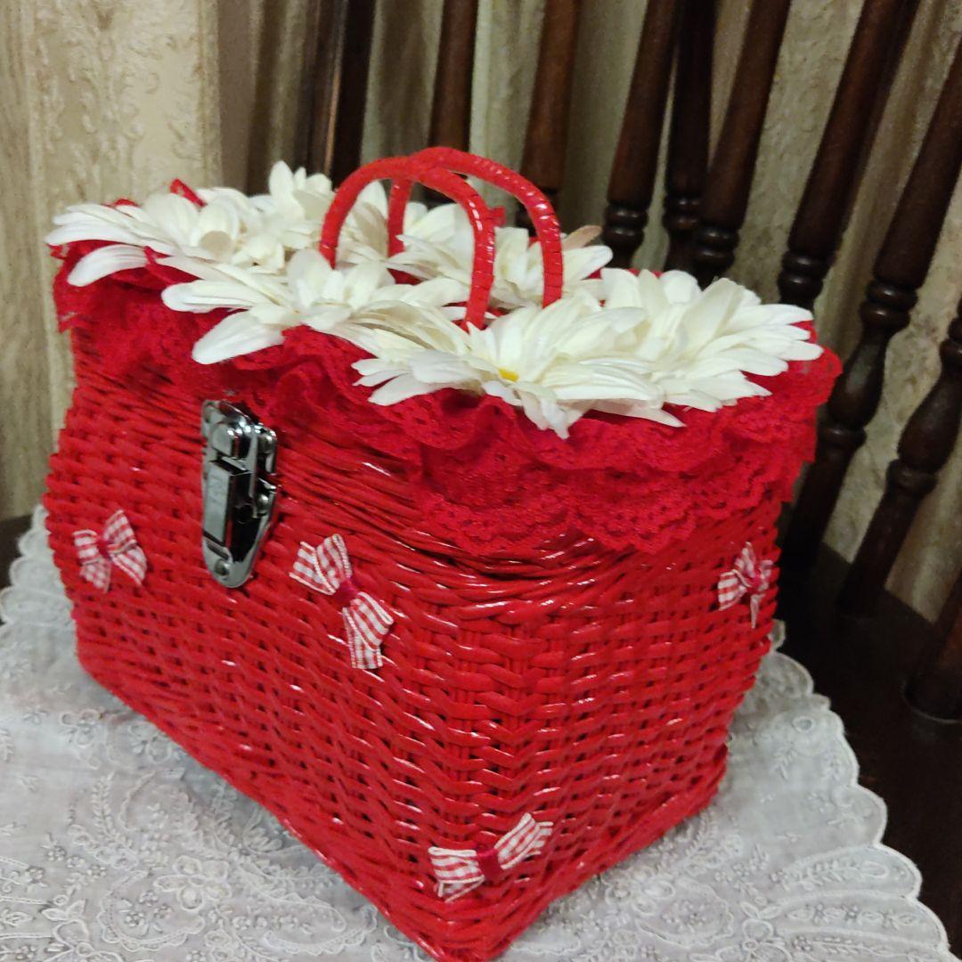 造花　籠　バスケット　ベビーバスケット　籠　　バスケット　昭和レトロ　ビンテージ
