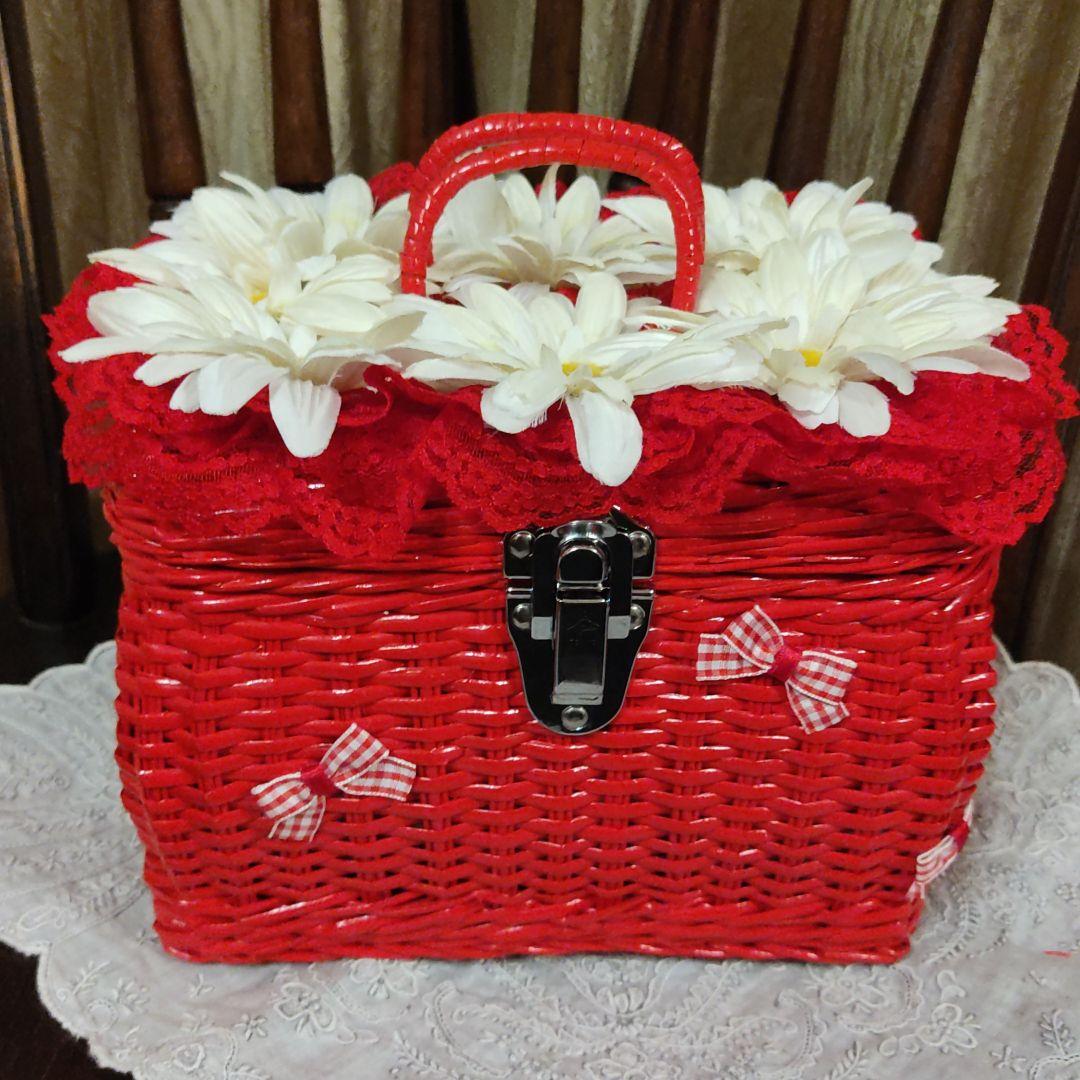 造花　籠　バスケット　ベビーバスケット　籠　　バスケット　昭和レトロ　ビンテージ
