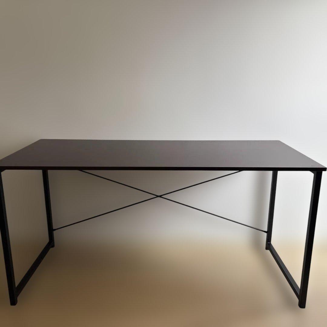 送料無料 シンプルデスク 幅140cm ブラウン ワークデスク