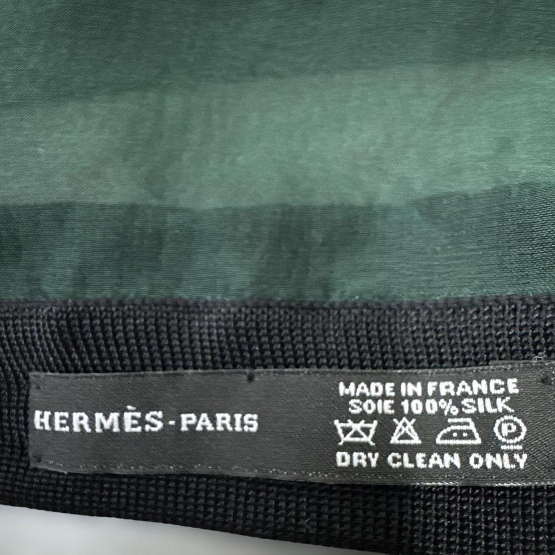 美品　HERMES エルメス　シアー　スカーフ　シルク　グリーン