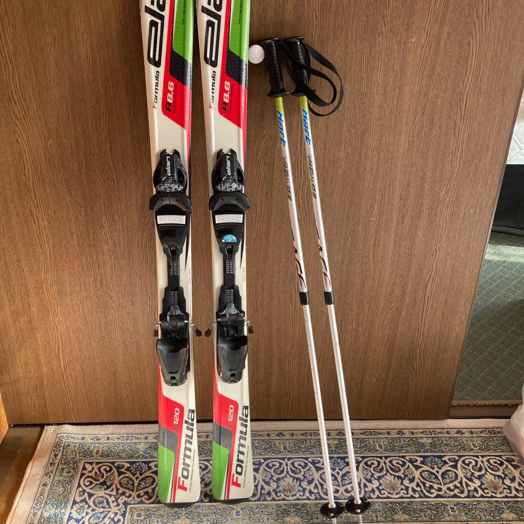 ELAN ジュニアスキー板 120センチ と 伸縮ストック