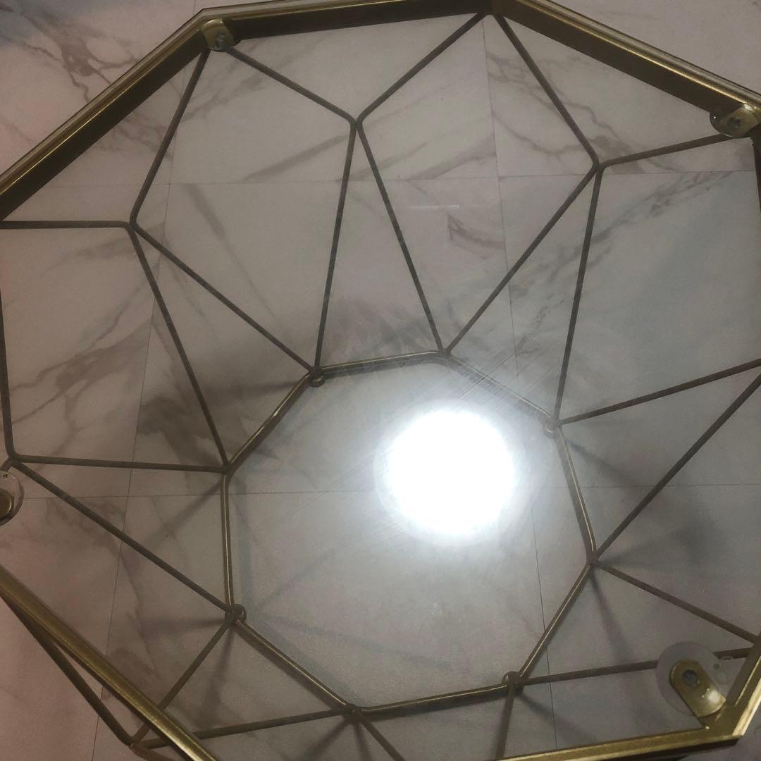 【最終お値下げ】八角形ガラスゴールドセンターテーブル