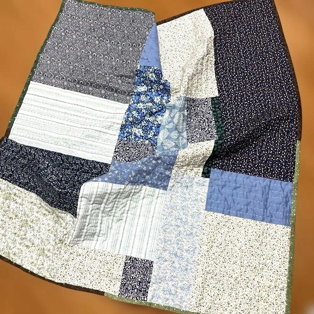 カンタキルト　刺子　ラリーキルト　約90d×100cmハンドメイド　パッチワーク