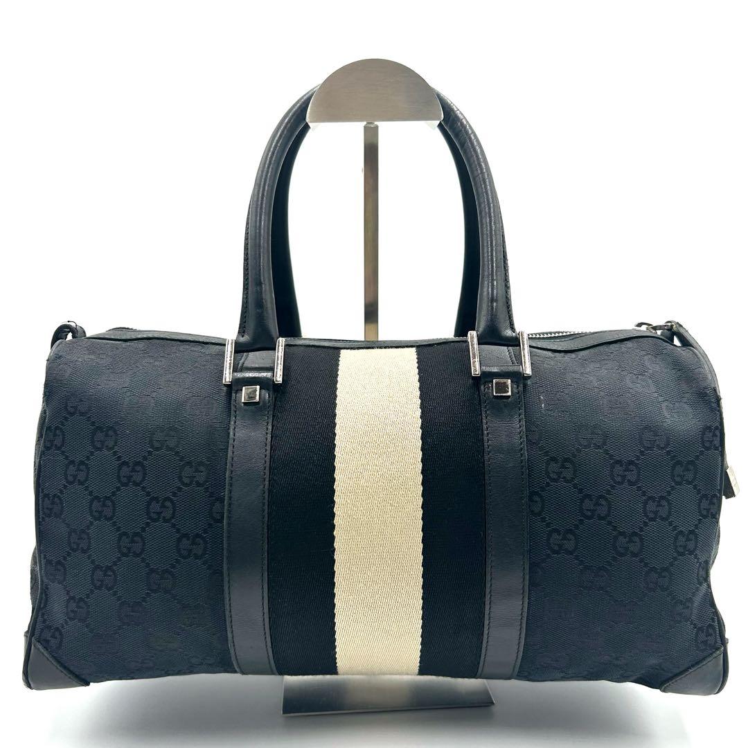 GUCCI　グッチ　GGキャンバス　シェリーライン　ミニボストンバッグ