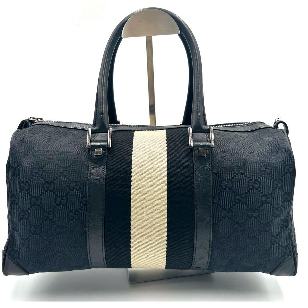 GUCCI　グッチ　GGキャンバス　シェリーライン　ミニボストンバッグ