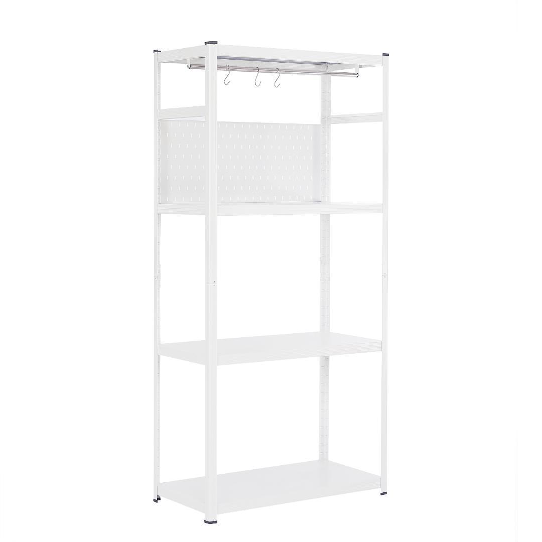 タイムセール！スチール製収納ラック【タイプB】　可動棚　大容量　WHITE