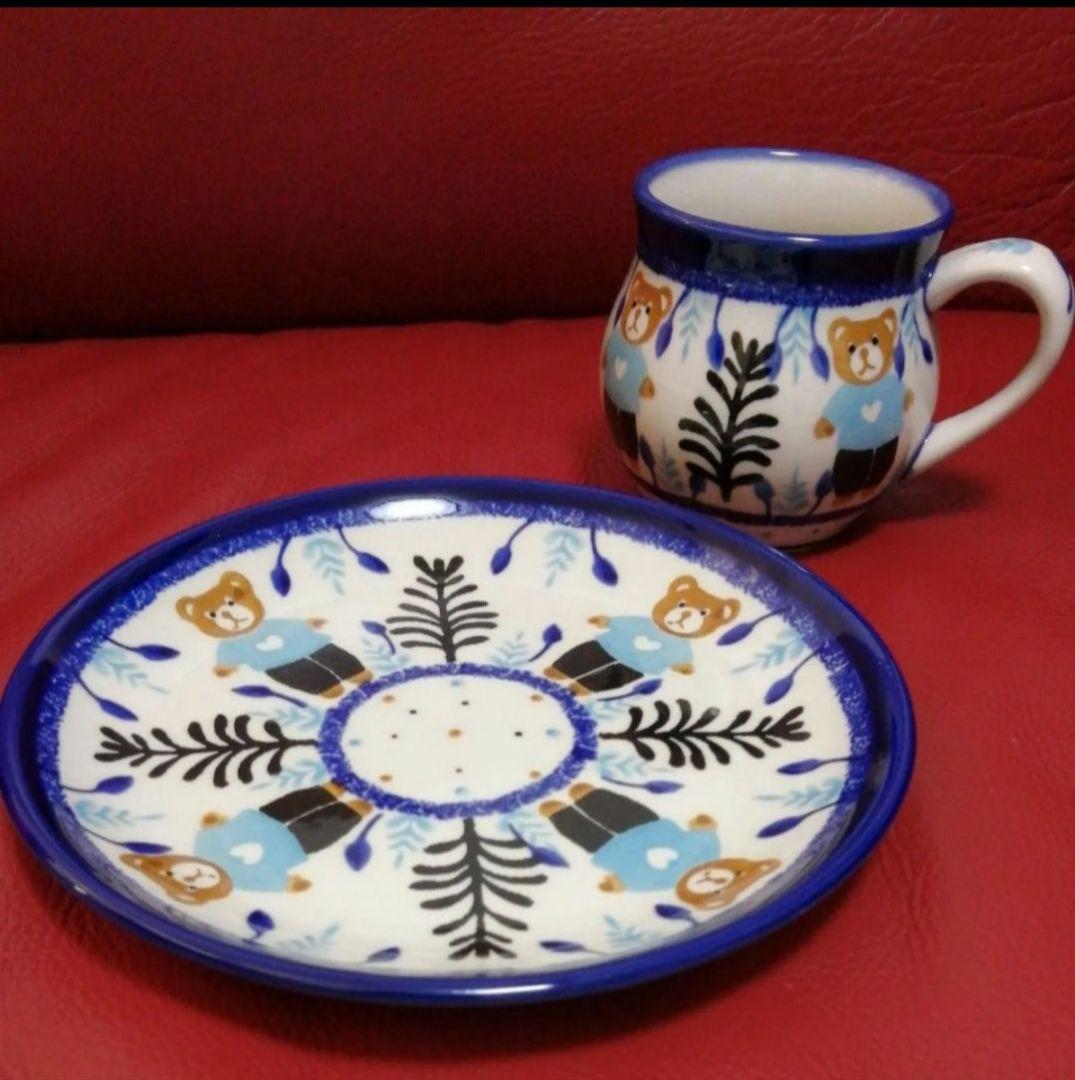 【新品】ポーリッシュポタリー　くまさん　プレート＆マグ