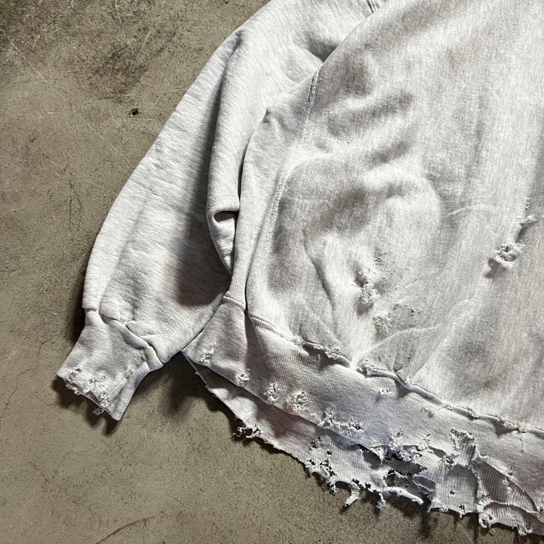 90s USA製 ダメージリバースウィーブ ボロ スウェット パーカー