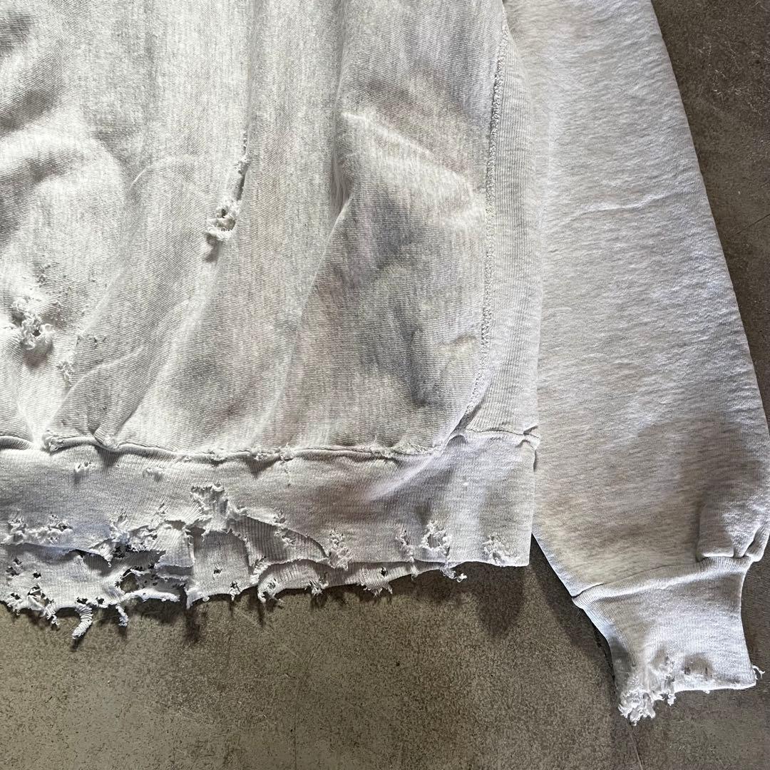 90s USA製 ダメージリバースウィーブ ボロ スウェット パーカー