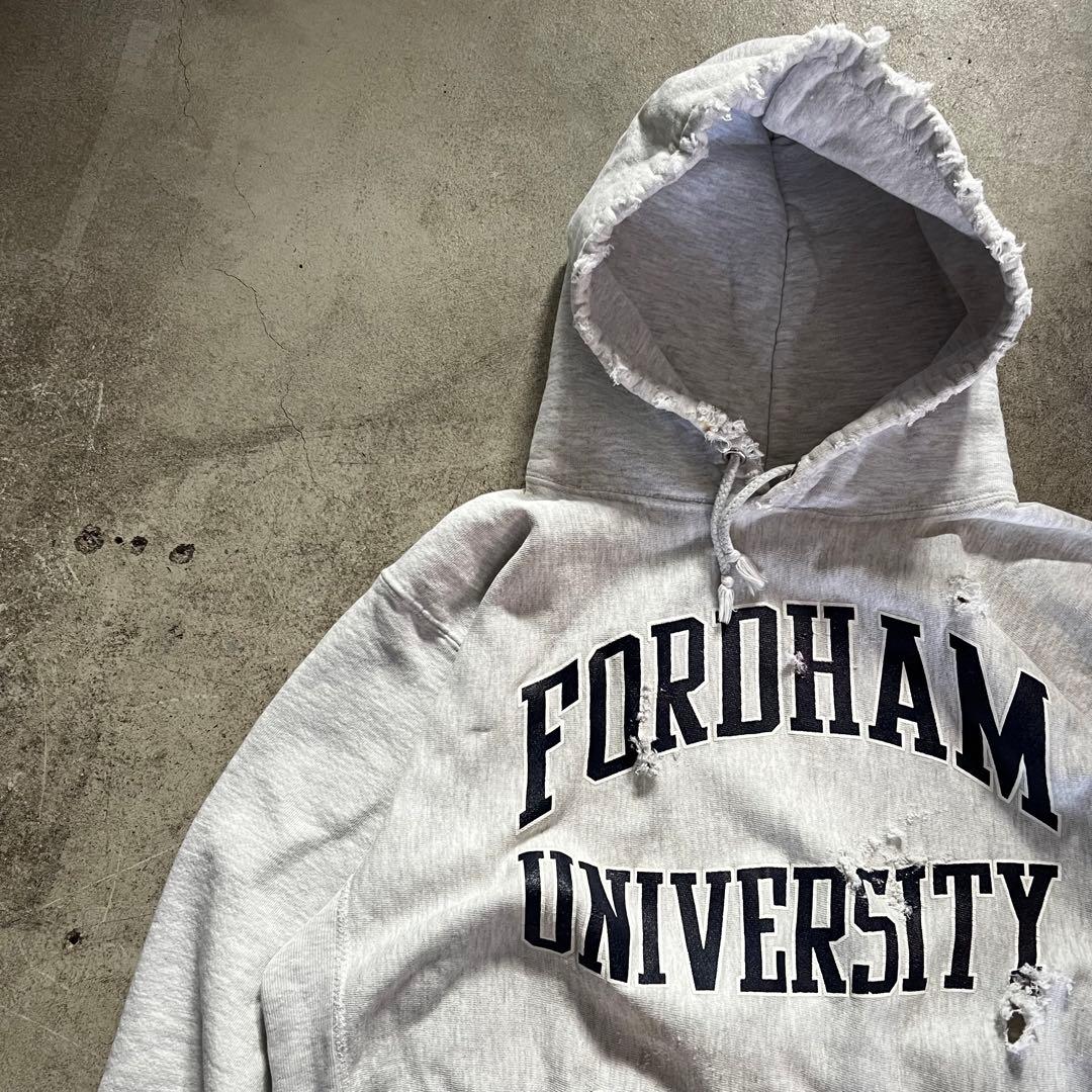 90s USA製 ダメージリバースウィーブ ボロ スウェット パーカー