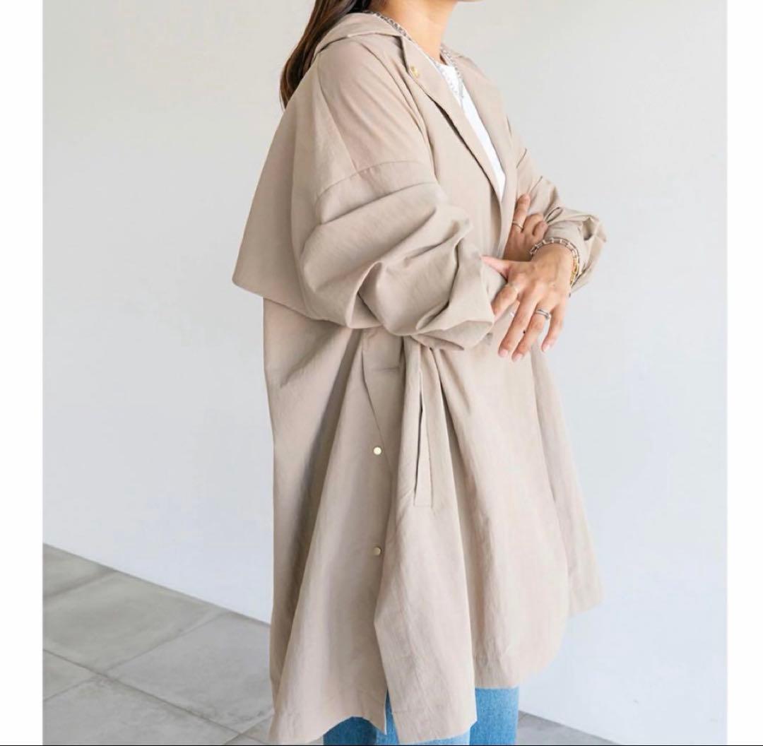 はるか haruka コラボAラインナイロンコート ベージュ 36