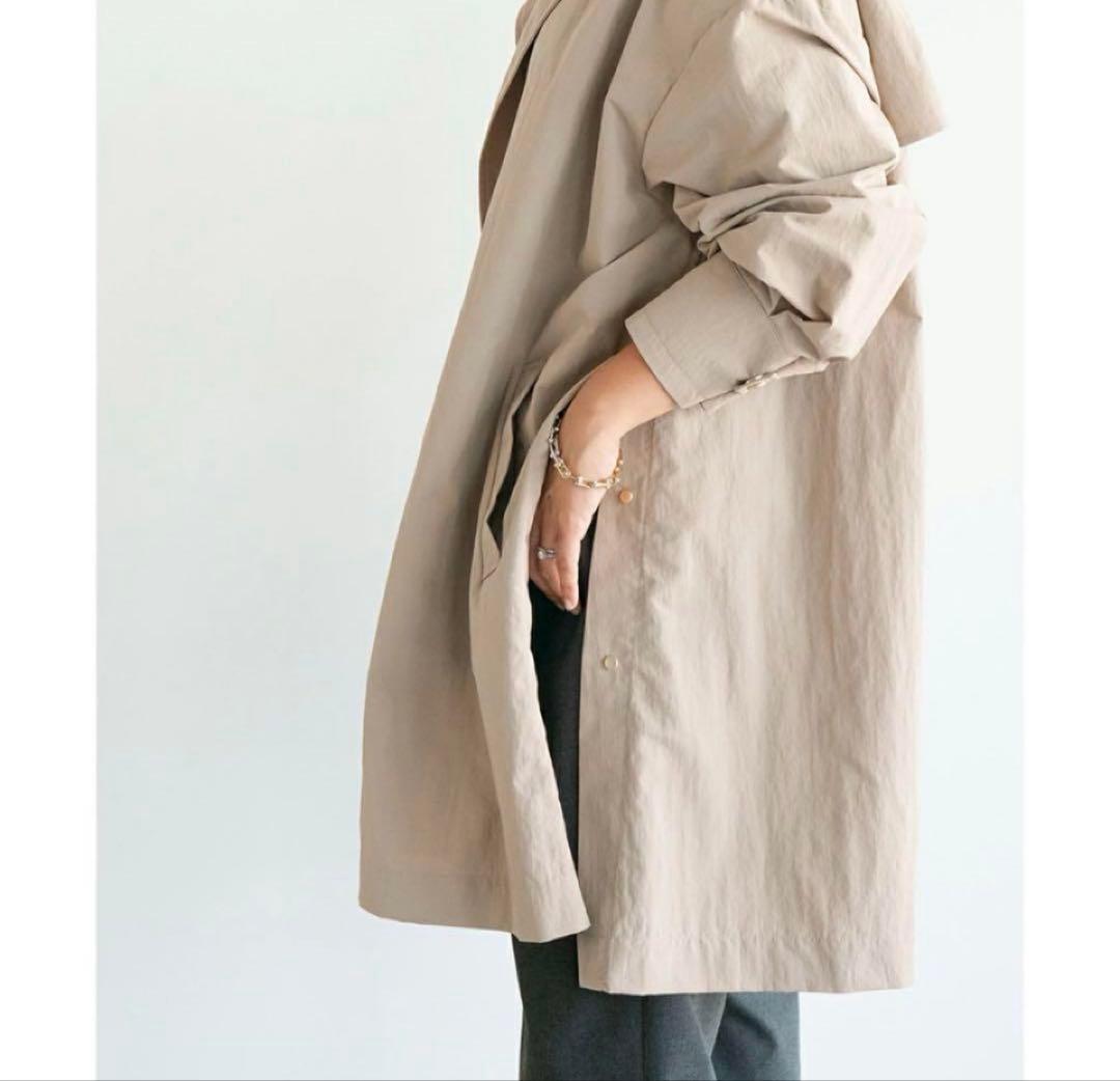はるか haruka コラボAラインナイロンコート ベージュ 36